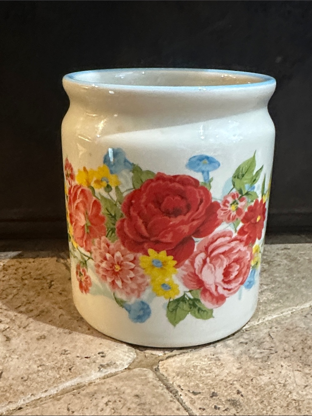 The Pioneer Woman Utensil Crock Sweet Rose Mini Ceramic Holder
